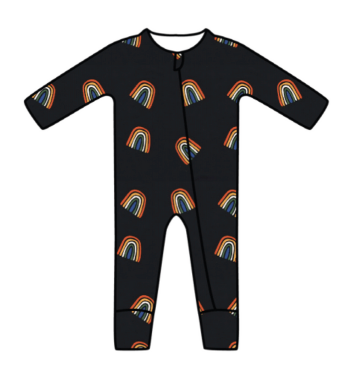 Printed Zippered Romper Rust Rainbow Midnight