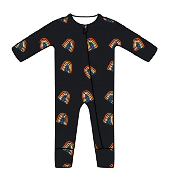 Printed Zippered Romper Rust Rainbow Midnight