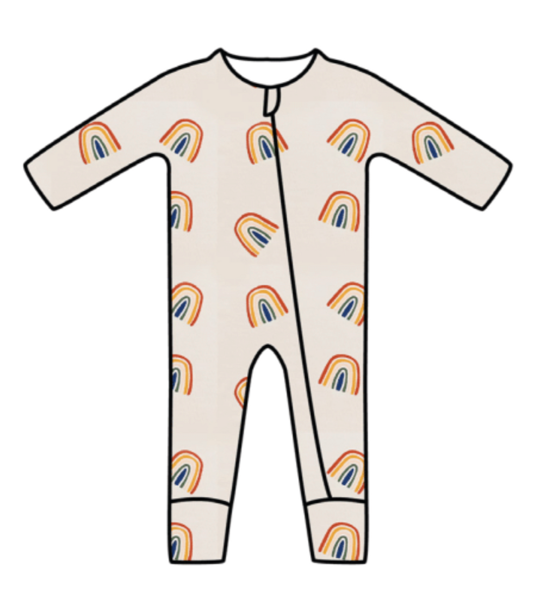 Printed Zippered Romper Rust Rainbow Oat