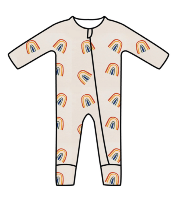 Printed Zippered Romper Rust Rainbow Oat