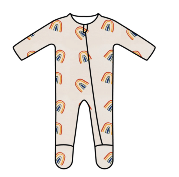 Printed Zippered Footie Rust Rainbow Oat