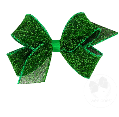 Medium Sparkle Glitter Textured Bow | Green