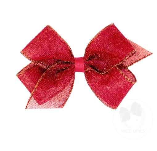 Medium Sparkle Glitter Textured Bow | Red