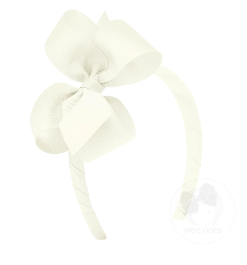 Md. Grosgrain Bow on Headband | Ant White