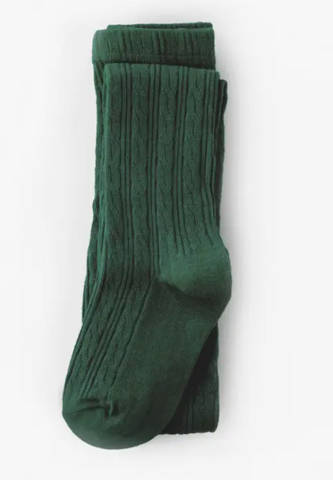 Cable Knit Tights | Forest Green