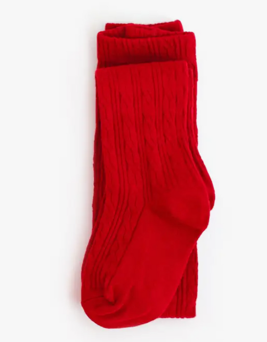 Cable Knit Tights | Bright Red