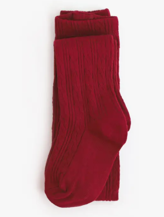 Cable Knit Tights | Crimson