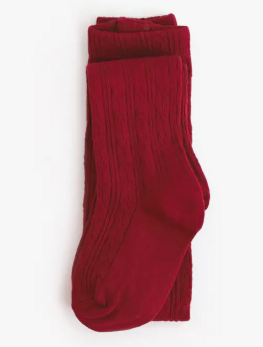 Cable Knit Tights | Crimson