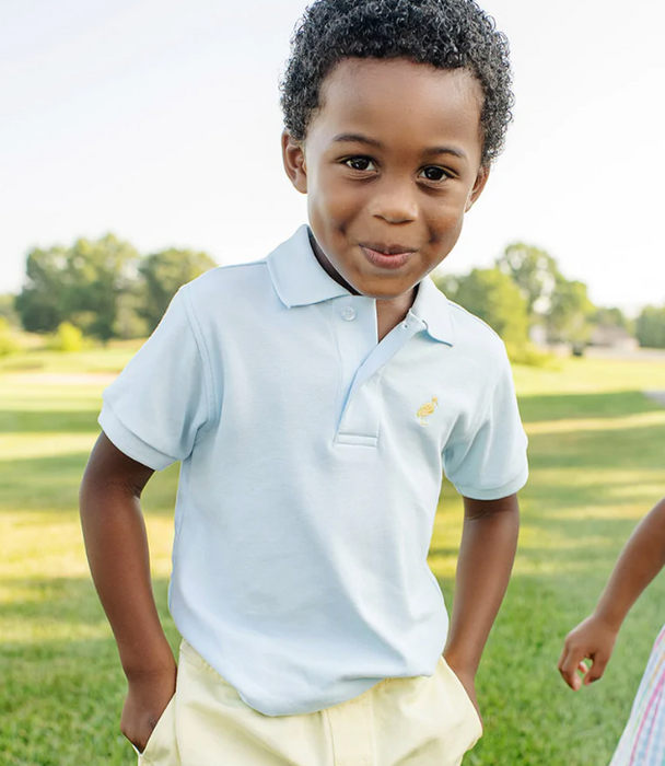 Prim and Proper Polo | Buckhead Blue W/Bellport Butter Yellow Stork