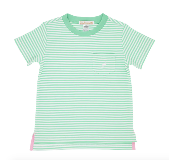 Carter Crewneck | Grace Bay Green Stripe/Worthington Avenue White | Pocket and Stork