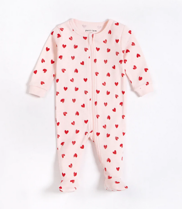 Baby Hearts Print Sleeper | Barely Pink