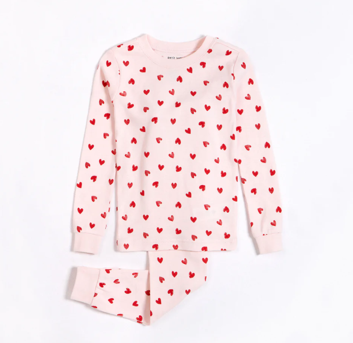 Hearts Print PJ Set | Barely Pink