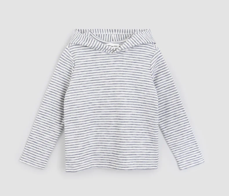 Striped Hooded Slub Jersey | Off White/Gray