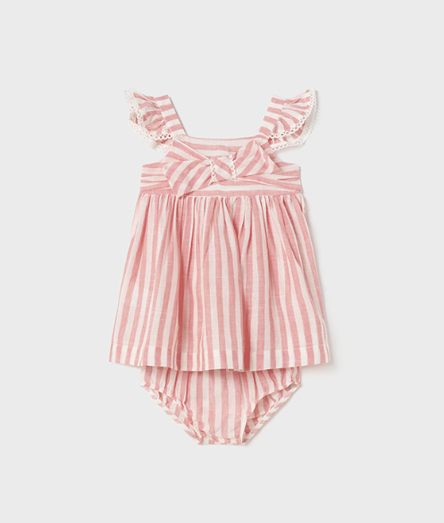 Striped Dress w/Flutter Sleeve | Blush | 1936