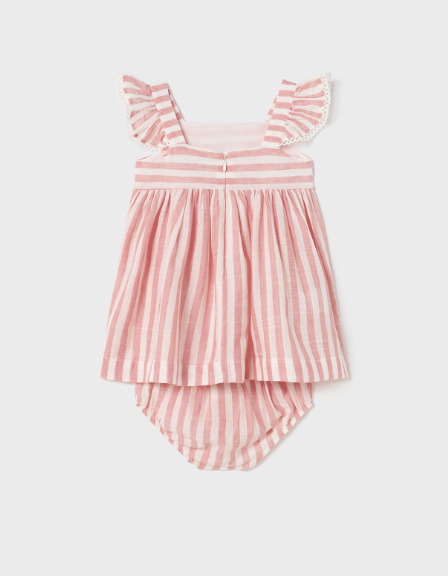 Striped Dress w/Flutter Sleeve | Blush | 1936