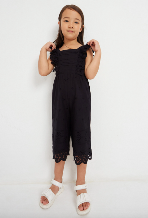 Eyelet Jumpsuit | Black | 3845