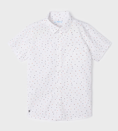 Printed Short Sleeve Shirt | White | 3163