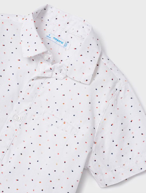 Printed Short Sleeve Shirt | White | 3163