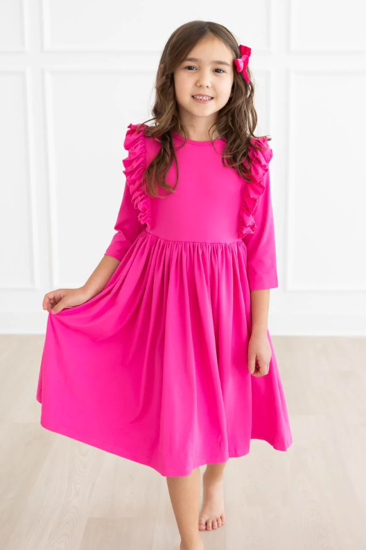 Hot Pink Ruffle Twirl Dress