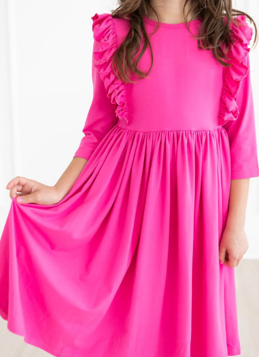 Hot Pink Ruffle Twirl Dress