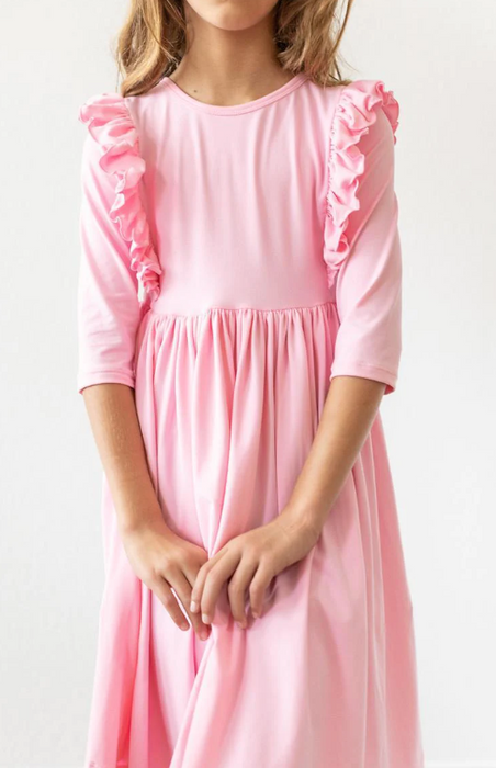 Bubblegum Pink Ruffle Twirl Dress