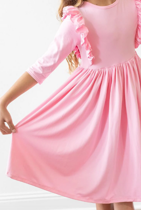 Bubblegum Pink Ruffle Twirl Dress