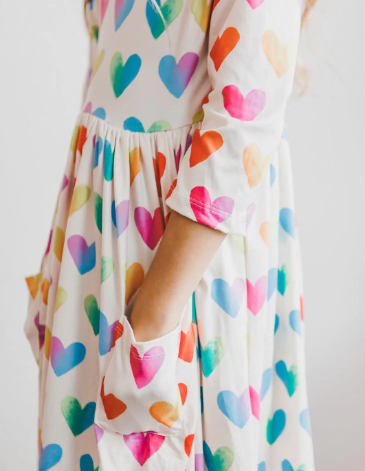 Lotta Love 3/4 Sleeve Pocket Twirl Dress