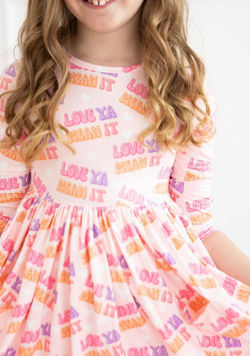 Love Ya, Mean It 3/4 Sleeve Pocket Twirl Dress