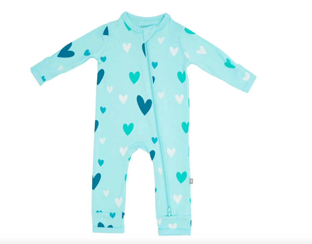 Printed Zippered Romper | Robin Hearts