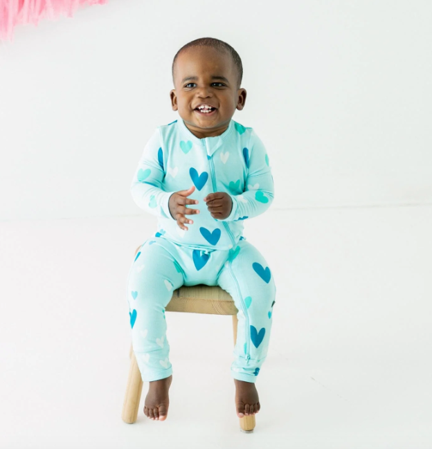 Printed Zippered Romper | Robin Hearts