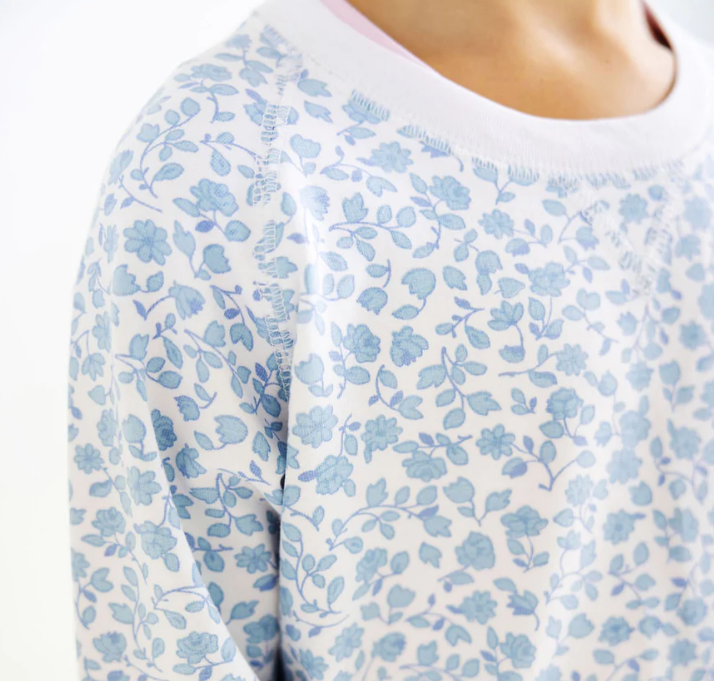 Cassidy Comfy Crewneck French Terry | Greenbriar Garden/Worth Avenue White