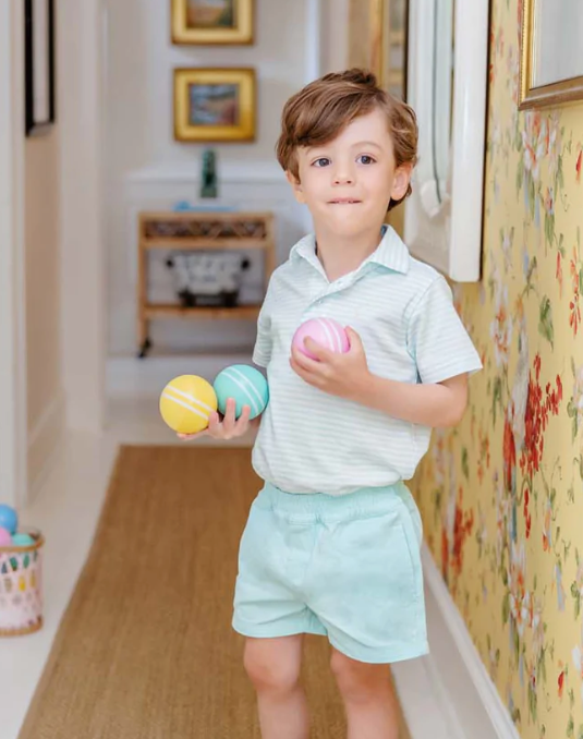 Prim & Proper Polo | Sea Island Seafoam Stripe/Multicolor Stork