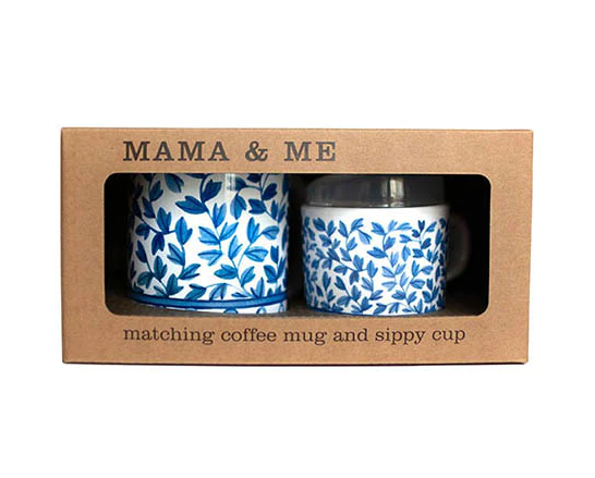 Blue and White Mama & Me Cup Set