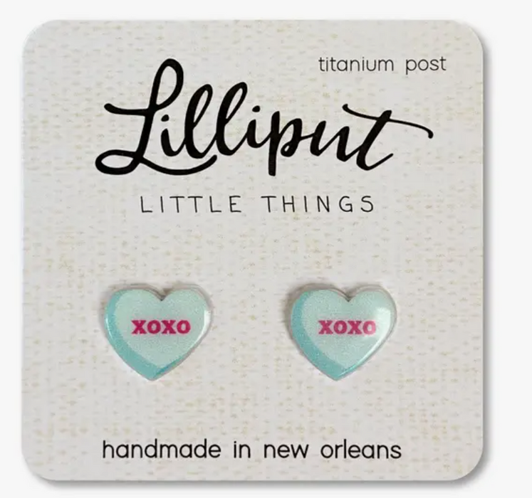 Blue Conversation Heart Earrings