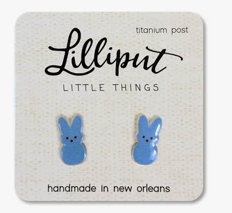 Blue Marshmallow Easter Bunny Earrings