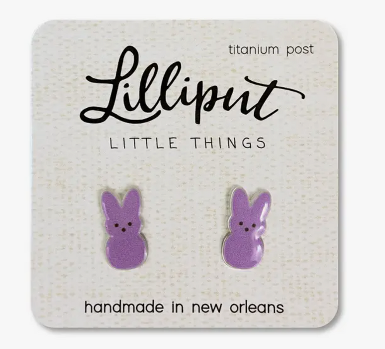 Purple Marshmallow Easter Bunny Earrings