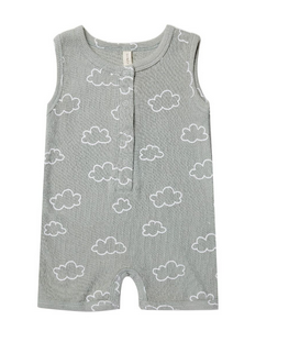 Ribbed Henley Romper | Clouds