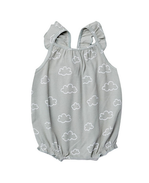 Ribbed Ruffle Romper | Clouds