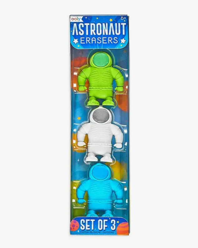 Astronaut Set of 3 Erasers