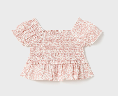 Floral Smocked Poplin Top | Blush | 1193
