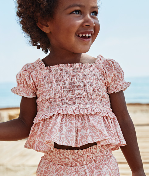 Floral Smocked Poplin Top | Blush | 1193