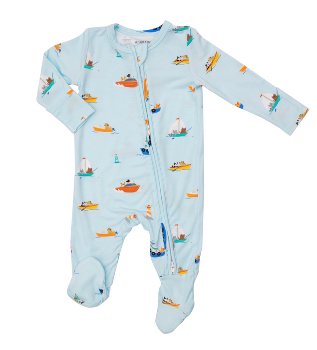Two Way Zipper Footie | Cats & Dogs Ahoy