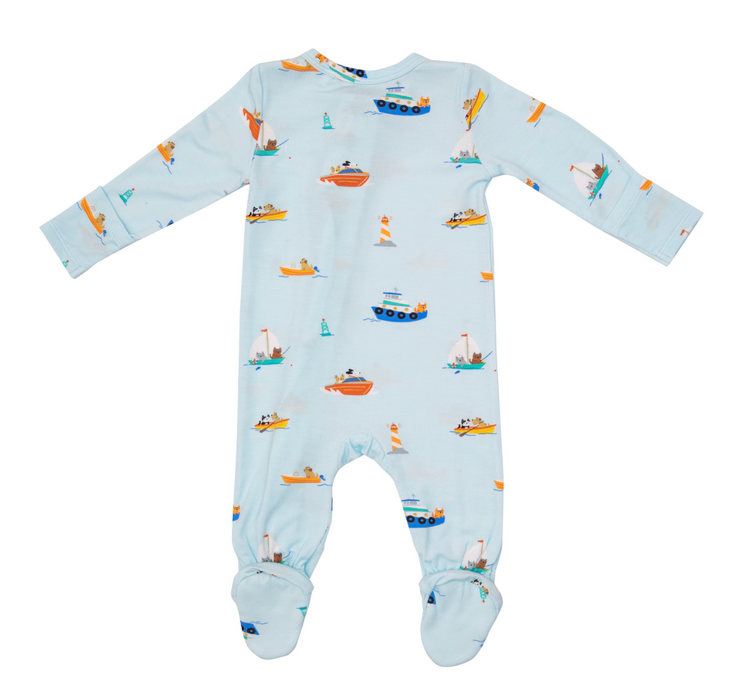 Two Way Zipper Footie | Cats & Dogs Ahoy