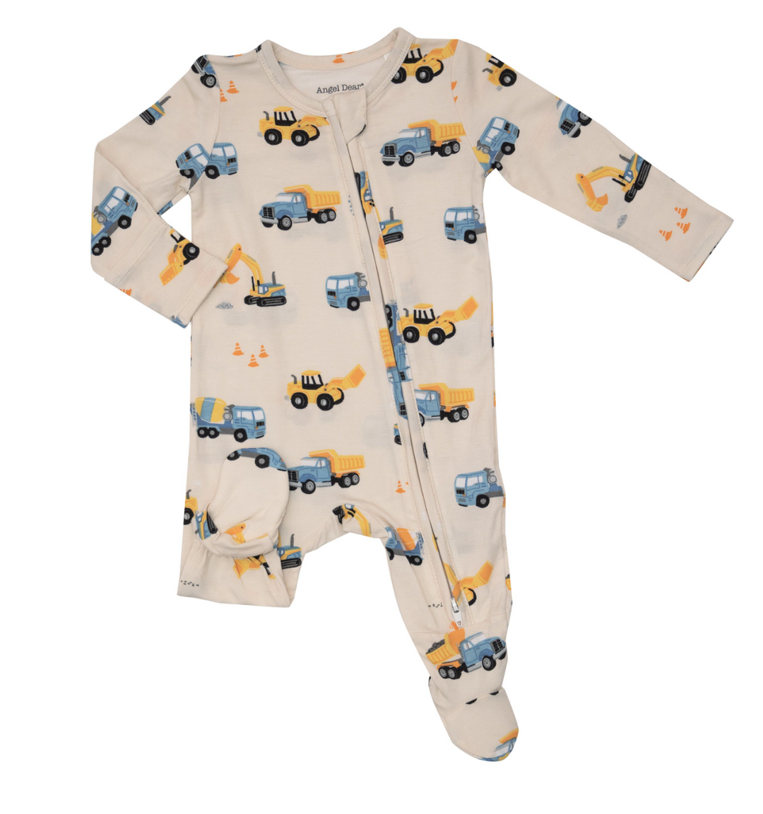 Two Way Zipper Footie | Construction Trucks