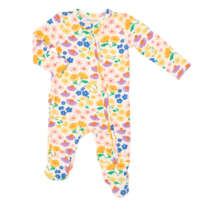 Two Way Ruffle Back Zipper Footie | California Wildflowers