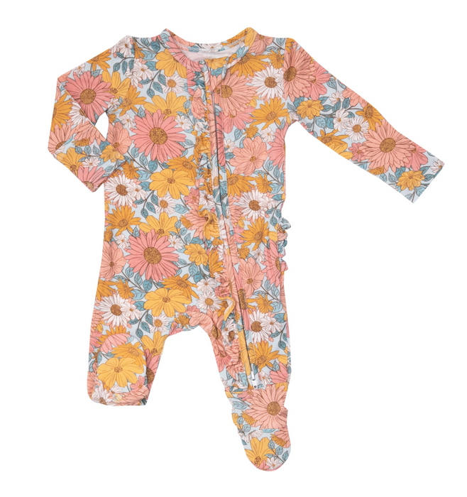 Two Way Ruffle Back Zipper Footie | Groovy Garden