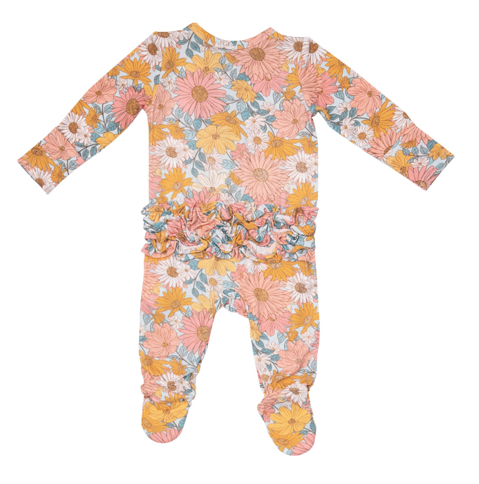 Two Way Ruffle Back Zipper Footie | Groovy Garden