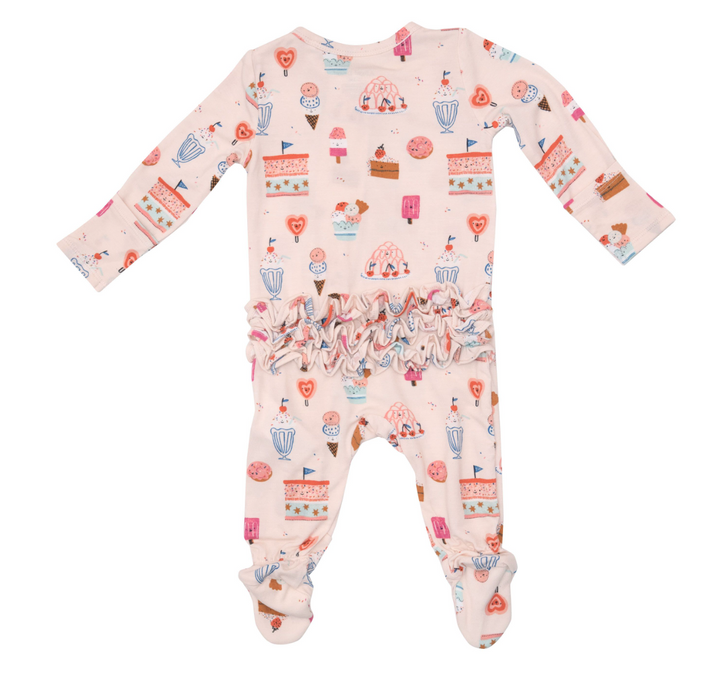 Two Way Ruffle Back Zipper Footie | Hooray for Ice Cream