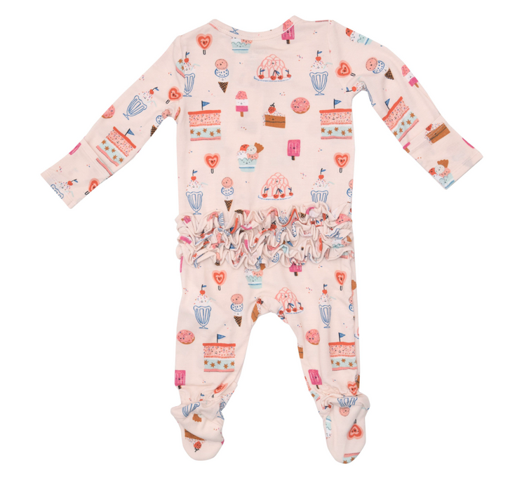 Two Way Ruffle Back Zipper Footie | Hooray for Ice Cream