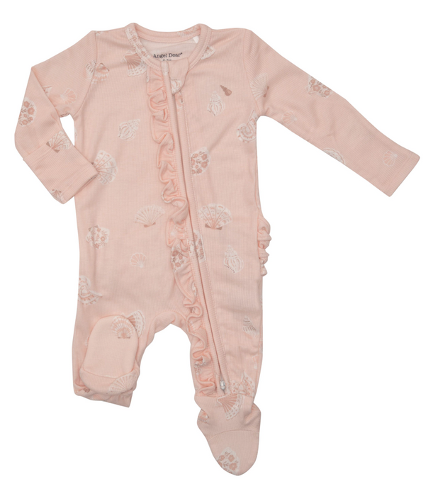 Two Way Ruffle Back Zipper Footie | Pretty Seashells